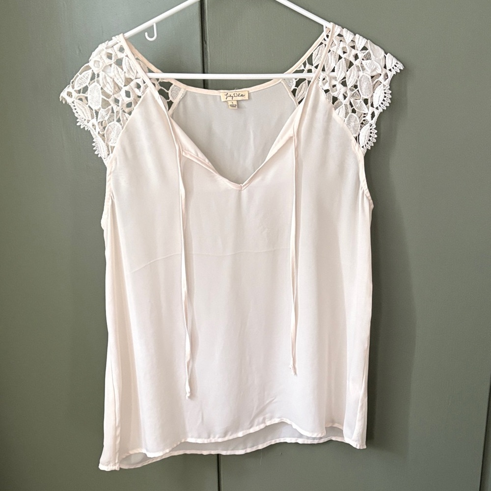 Elegant Cream Blouse with Lace Accents